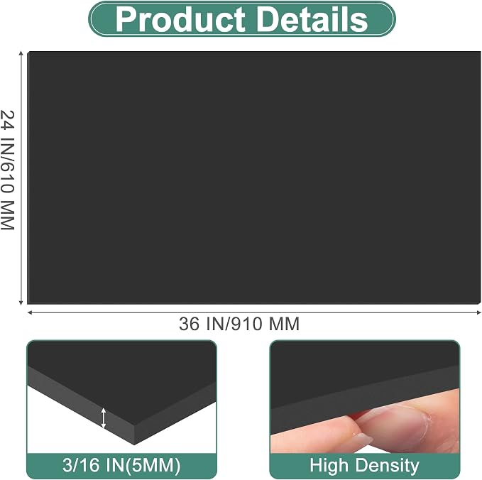 MYFAMIREA 12 Pack Black Foam Board 24" x 36", 3/16" Thick Board Poster