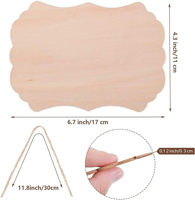 12Pcs Small Unfinished Wood Boards, 6 Shapes of Blank Wood Signs Wood Plaques