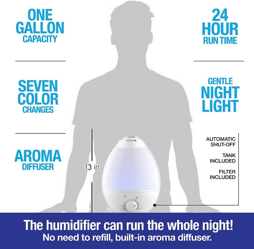 Bell+howell 7 Led Color Changing Humidifer With Aroma Diffuser, 3.8 lb