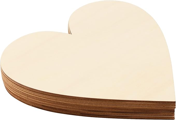 HOIGON 30 PCS 8 Inch Large Wooden Hearts, 1/8 Inch Thick Unfinished Wood Heart