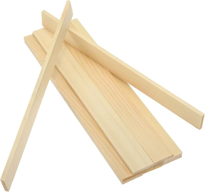 MECCANIXITY 10Pcs Wood Strips Slats, 1/8" x 7/8" x 8" Thin Wood Sticks Flat