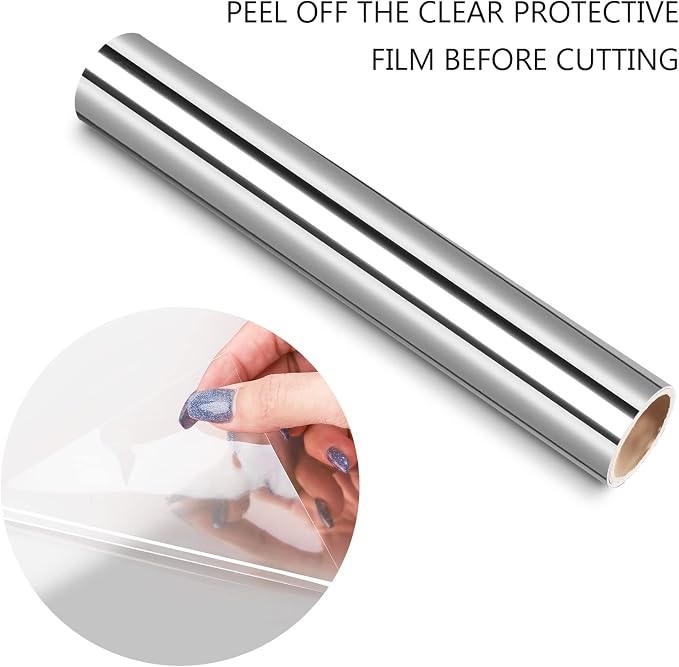 TECKWRAP Silver Chrome Vinyl Permanent Adhesive Vinyl Bubble Free 1ftx5ft