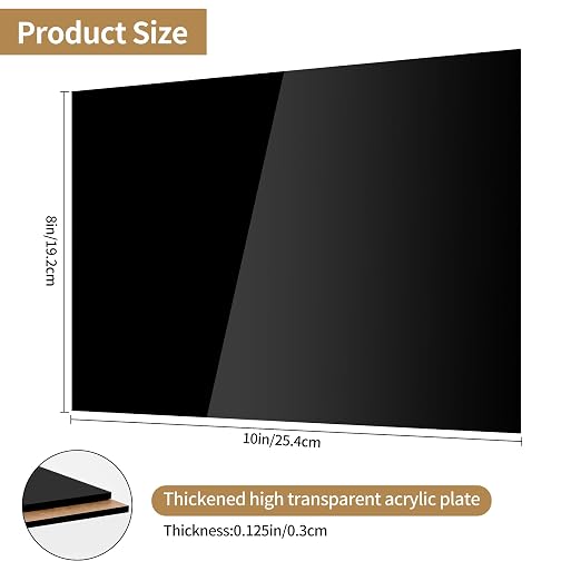 Black Acrylic Sheet 8x10 Lesnlok 2 Pieces Black Plexiglass Sheet 1/8 inch Thick