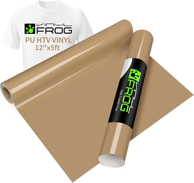 VINYL FROG Camel Heat Transfer Vinyl Roll 12" x5ft Matte HTV Vinyl | Camel Iron