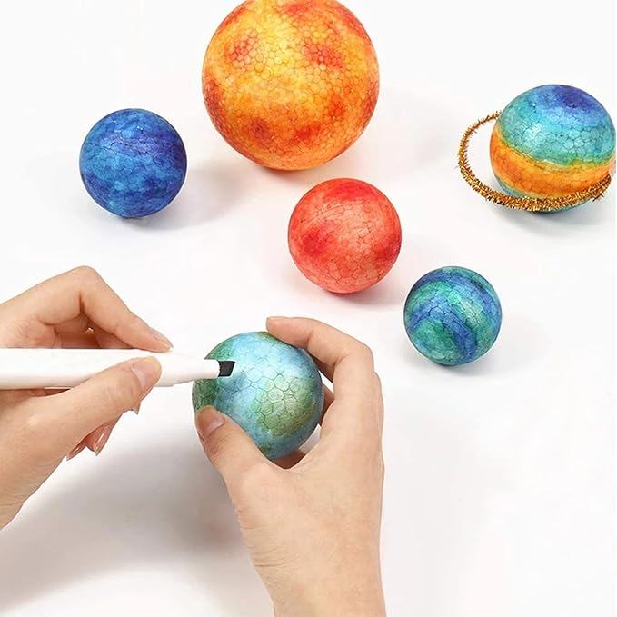 hesmartly 50 Pack Craft Foam Balls, 5 Sizes Foam Balls and 2 Pieces Painting