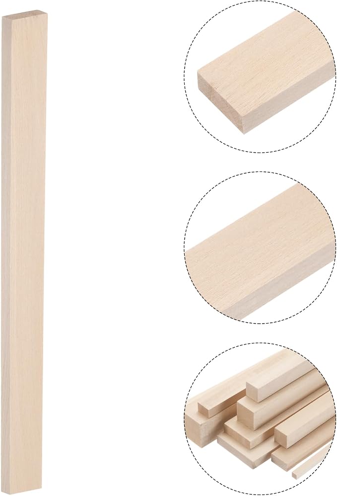 MECCANIXITY 6pcs Wood Sticks, 3/8"x 1" x 12" Rectangle Wooden Cube Wood Square