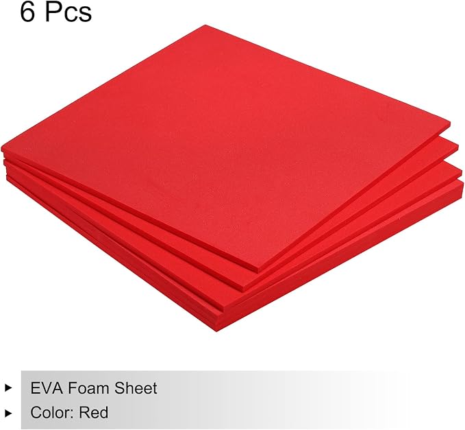 MECCANIXITY EVA Foam Sheets Red 9.8 Inch x 9.8 Inch 5mm Thick Crafts Foam Sheets