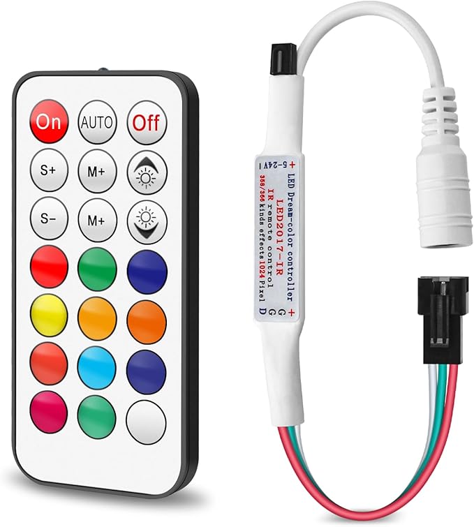 RGBZONE DC 5-24V Mini 21 Key IR Infrared Wireless RGB Remote Controller for WS2811 WS2812B LED Dream Color Strip Lights