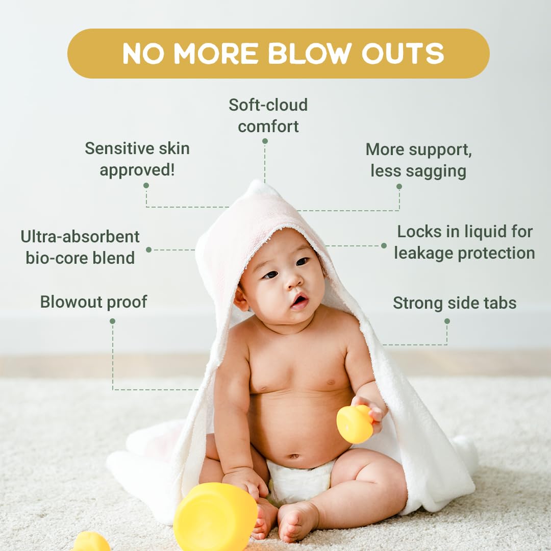 Happy Little Camper Ultra-Absorbent Natural Baby Diapers Size 1 - Hypoallergenic & Chlorine-Free Disposable Diaper Safe for Sensitive Skin - Unscented Newborn Diapers - 36 Count