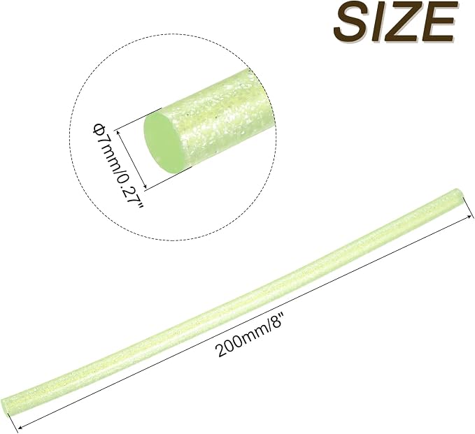 uxcell Mini Hot Glue Sticks for Glue Gun 7mm x 200mm Glitter Transparent Green