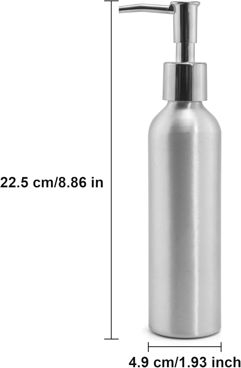 Elitzia ETOH01 ETOH02 Massage Oil Warmer Use Metal Pump Bottle Dispenser 1 Pack 8.45oz/250ml Portable Cylinder Massage Oil Gel Lotion Pump Durable Refillable Containers (Aluminum Bottle)