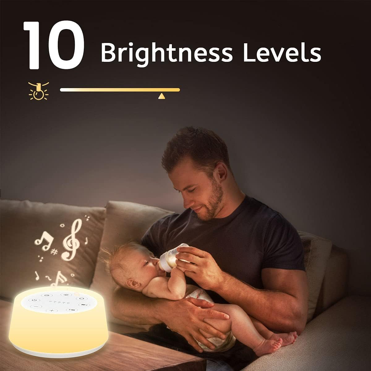 ColorsNoise Sound Machine and White Noise Machine with 30 Soothing Sounds with 12 Colors Baby Night Light with Memory Function (T-White)
