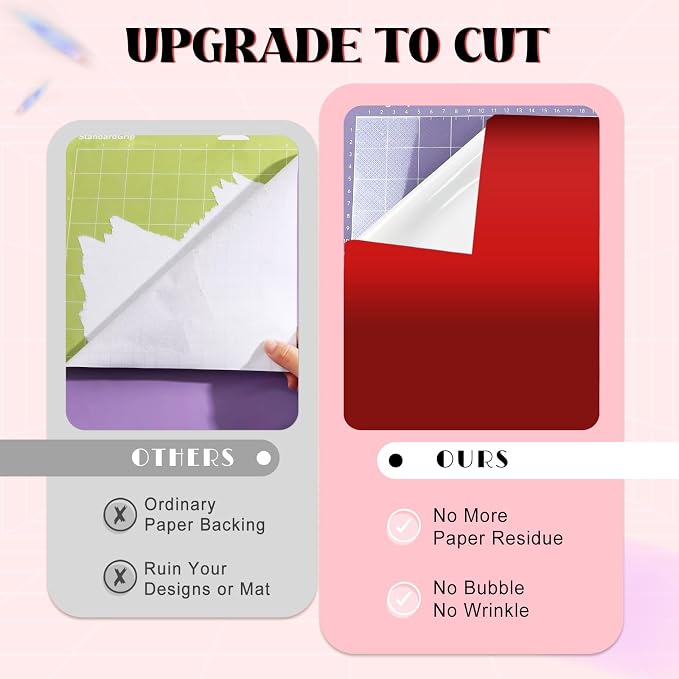 Tintnut Holographic Permanent Vinyl 8 Sheets 12x12in Red Adhesive Vinyl | Solid
