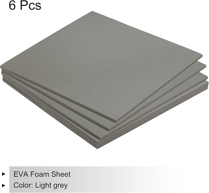MECCANIXITY EVA Foam Sheets Light Grey 9.8 Inch x 9.8 Inch 5mm Thick Crafts
