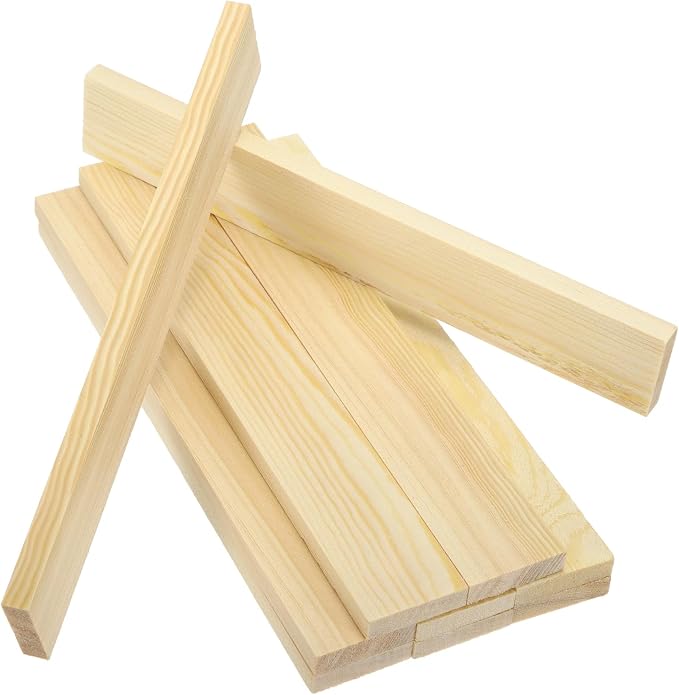 MECCANIXITY 10Pcs Wood Strips Slats, 9/32" x 1‑1/4" x 8" Thin Wood Sticks Flat