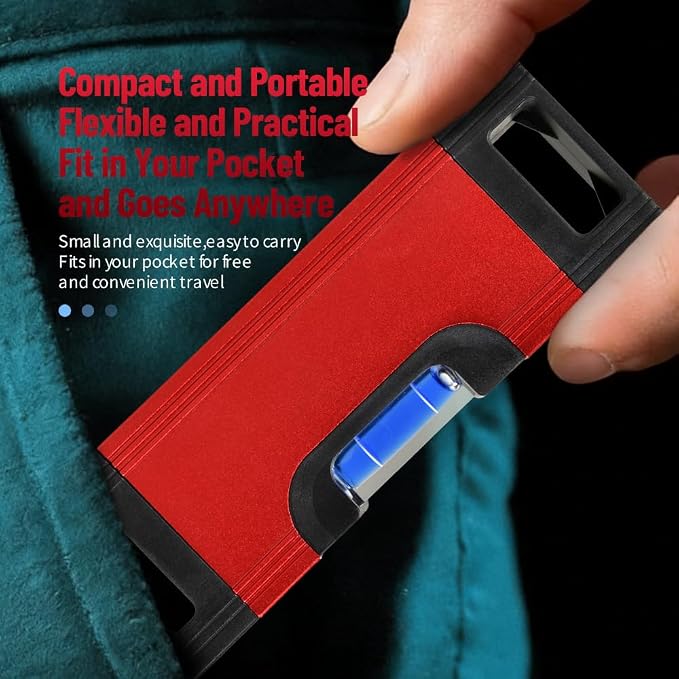 Pocket Spirit Level Ruler – Magnetic Base & Durable Aluminum Construction –