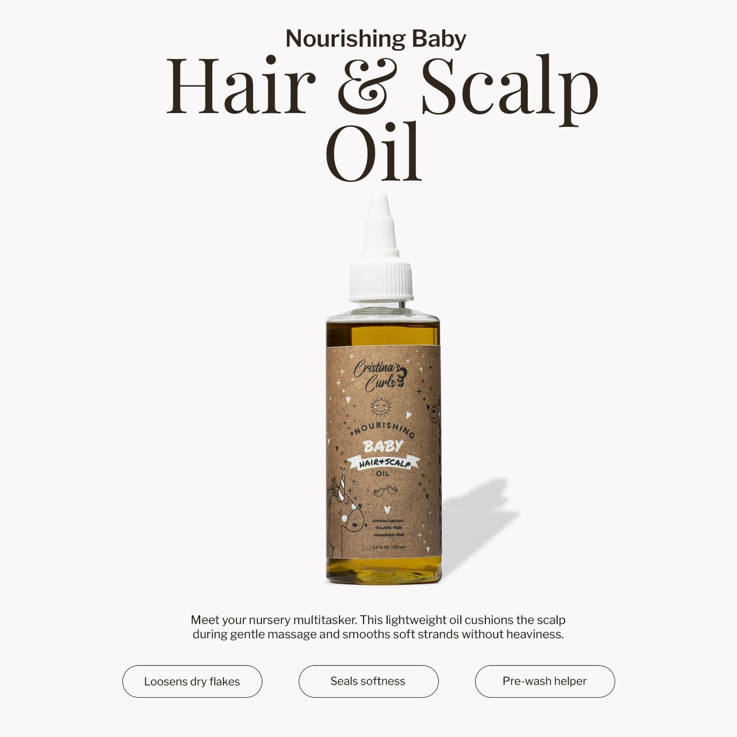 Cristina's Curls Baby Hair & Scalp Oil – Lightweight Massage Oil To Loosen Dry Flakes And Seal Softness
