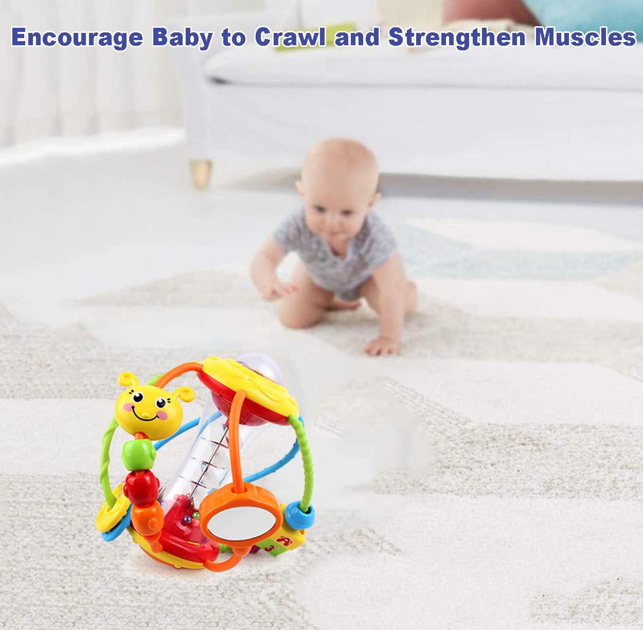 HOLA Baby Toys 0-6-12 Months, Baby Rattle Toys Activity Ball Infant Toys 6 Month Old Baby Toys 3-6 Months, Shaker Grab Spin Travel Toys Easter Basket Stuffers