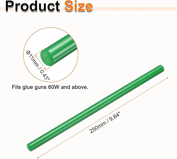 HARFINGTON 10pcs Hot Glue Sticks 0.43" Dia x 9.84" Long EVA Mini Hot Melt
