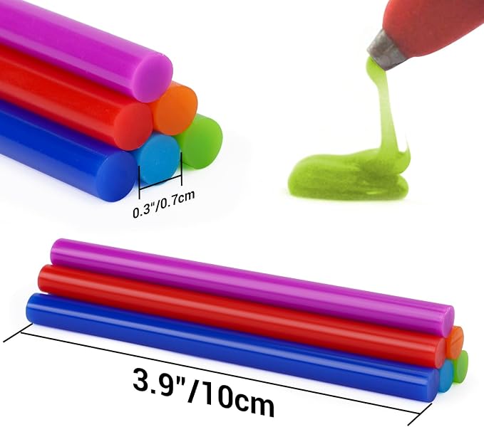 120 Pack Colored Hot Glue Sticks, Mini Hot Glue Sticks Bulk, Wax Seal Stamp