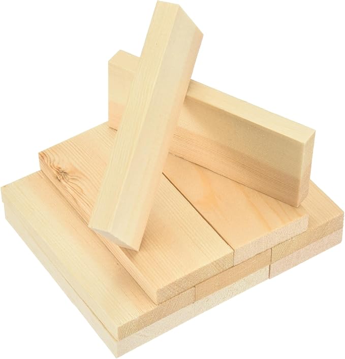 MECCANIXITY 10Pcs Wood Strips Slats, 3/8" x 1‑5/8" x 4" Thin Wood Sticks Flat