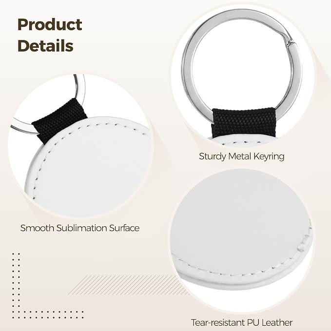 Homaisson Sublimation Keychain Blanks, Double-Sided PU Leather Keychains