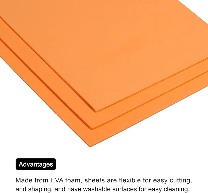 MECCANIXITY EVA Foam Sheets Orange 7.6 Inch x 5.9 Inch 2mm Thickness