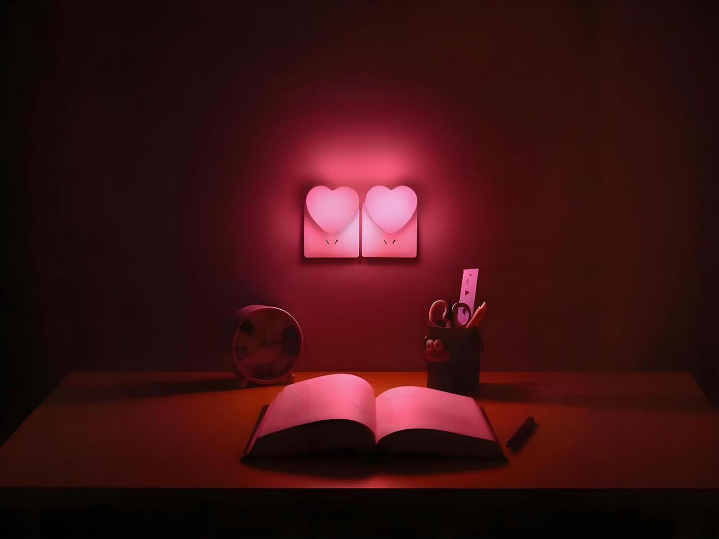 Night Lights Plug into Wall - 2Pcs Cute Heart LED Night Light for Kids, Plug in Nightlight with Smart Auto On/Off Dusk to Dawn Sensor, Soft Warm Lamp for Bedroom Nursery Living Room Bathroom Hallway
