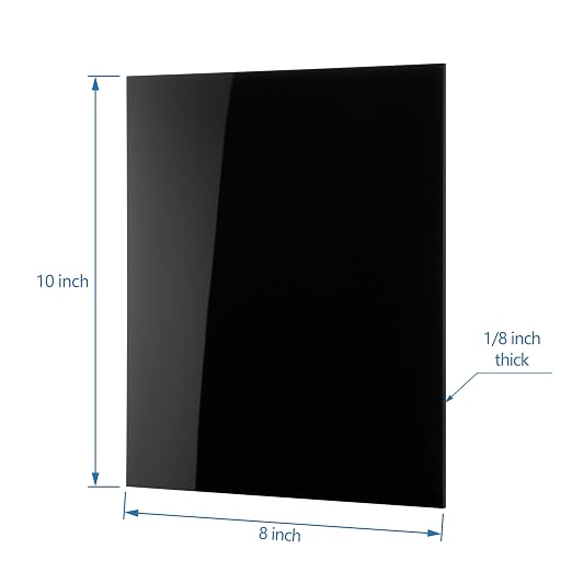 KAITELA Pack of 10 Black Acrylic Sheet 8" x 10" Cast Plexiglass Panel 1/8"