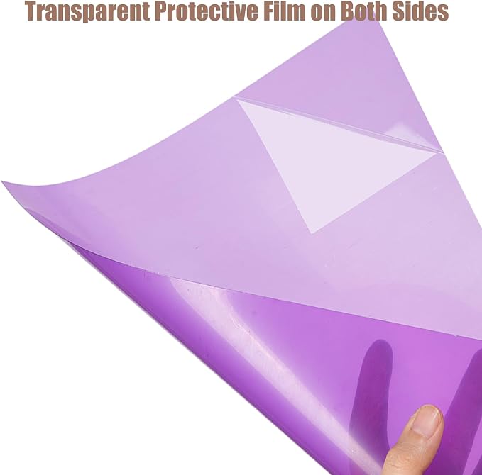 10-Pack A4 Colored PVC Flexible Plastic Sheets, 0.3mm Purple Transparent Film
