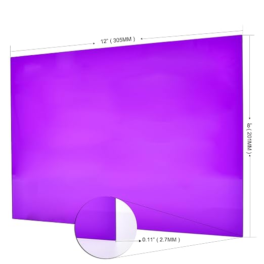 6 PCS Purple Transparent Cast Acrylic Sheets 8" x 12" x 0.118", Plexiglass