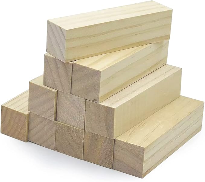 4 Inch Craft Style Basswood Carving Blocks, Unfinished Wood