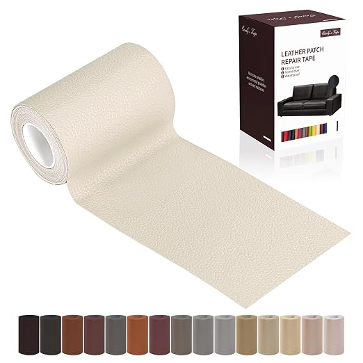 Leather Repair Patch Tape, Ivory 3 x 61 Inches Self Adhesive Leather Repair Kit