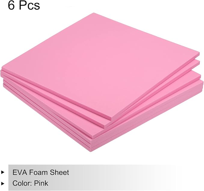 MECCANIXITY EVA Foam Sheets Pink 9.8 Inch x 9.8 Inch 7mm Thick Crafts Foam