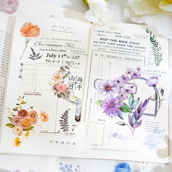 600 Pcs Natural Botanical Flower Stickers, Wildflower Stickers
