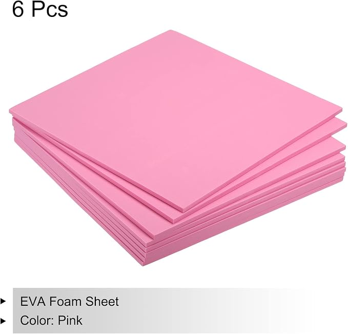 MECCANIXITY EVA Foam Sheets Pink 9.8 Inch x 9.8 Inch 5mm Thick Crafts Foam