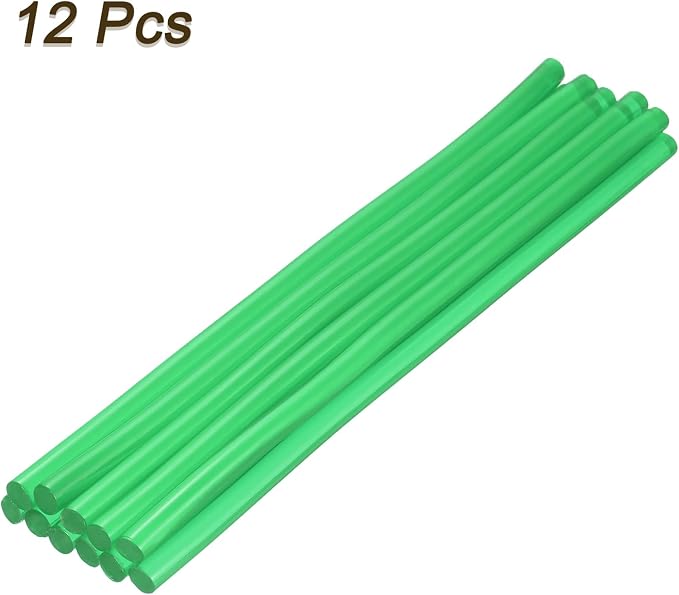uxcell Mini Hot Glue Sticks for Glue Gun 7mm x 200mm Transparent Green 12pcs