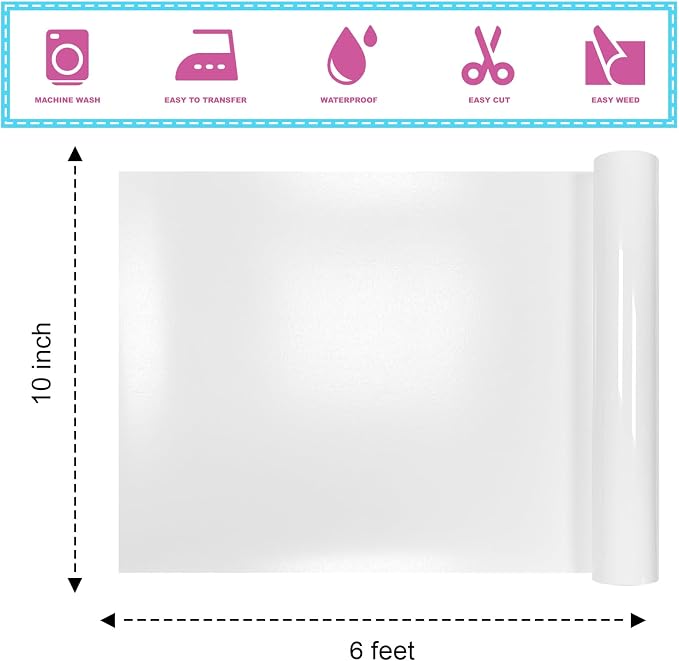 White 3D Puff Heat Transfer Vinyl 10 Inch * 6 Foot Puff