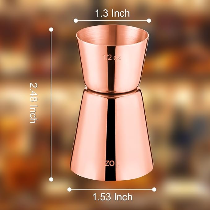 Briout Jigger for Bartending, Flat Edge Rose Gold