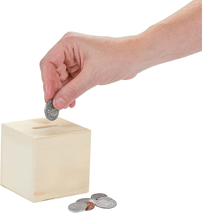 Fun Express DIY Unfinished Wood Block Piggy Bank