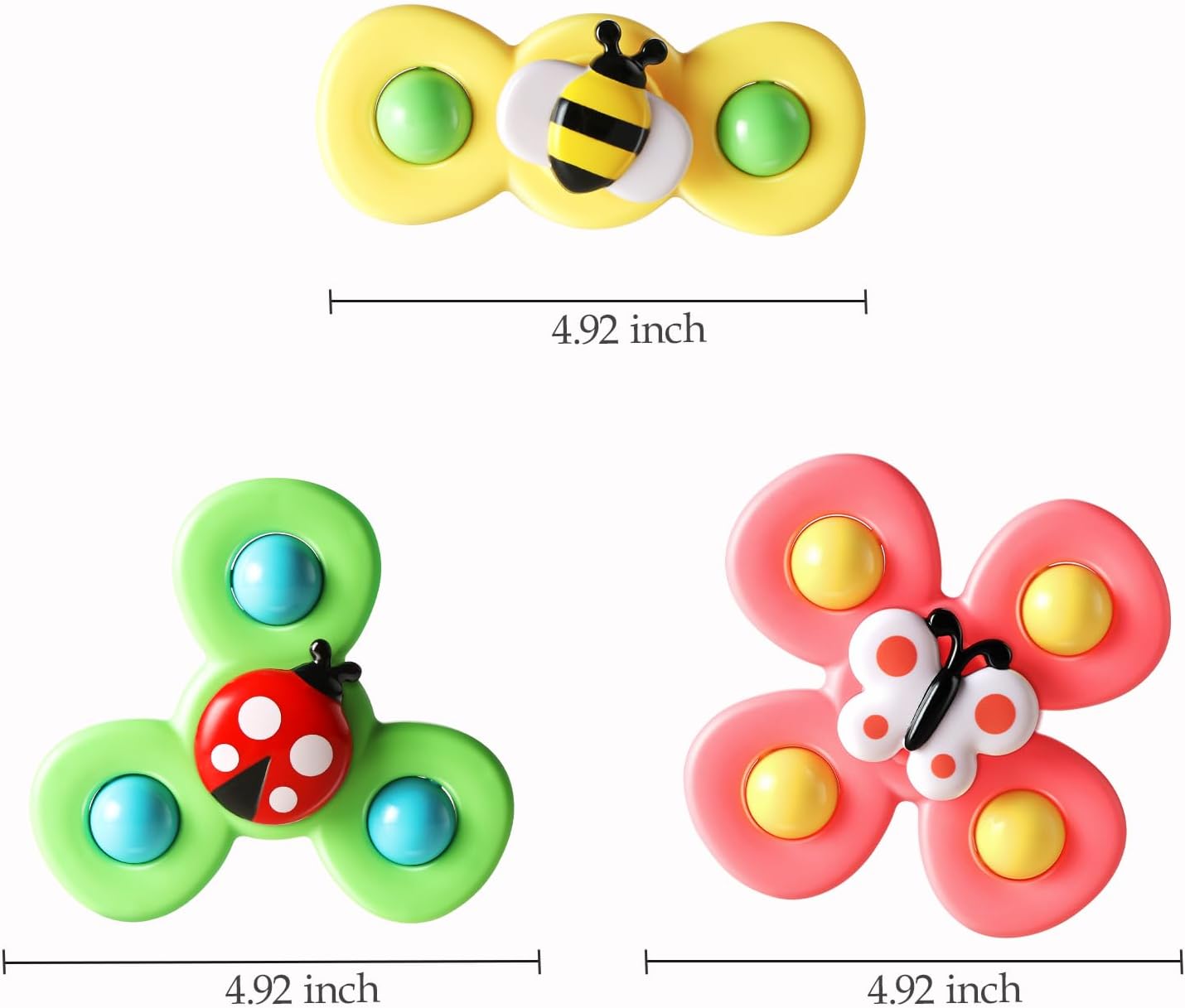 ALASOU 3PCS Suction Cup Spinner Toys for 1 Year Old Boy Girl|Spinning Top Infant Sensory Toys for Toddlers|1 2 Year Old Boy Christmas Birthday Gift|Baby Bath Toy Stocking Stuffers for Kids Ages 1-3