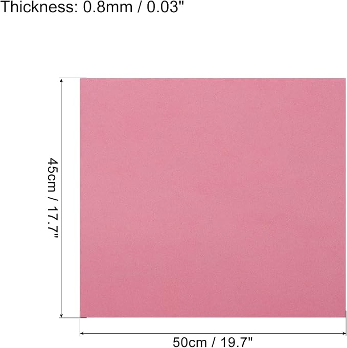 MECCANIXITY EVA Foam Sheets Pink 19.7 Inch x 17.7 Inch 0.8mm Thick Crafts Foam