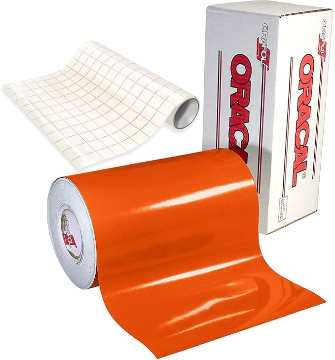 12" x 50ft Roll of Glossy Oracal 651 Orange Vinyl