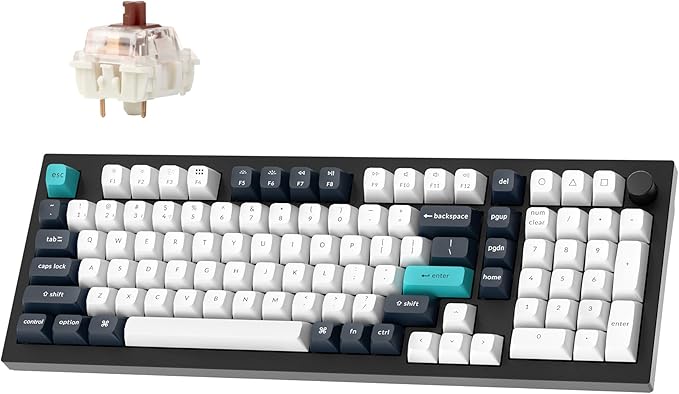 Keychron Q5 Max Wireless Custom Mechanical Keyboard, 2.4 GHz Bluetooth QMK Full Aluminum 96% Layout RGB with Hot-swappable Gateron Brown Switch Compatible with Mac Windows Linux