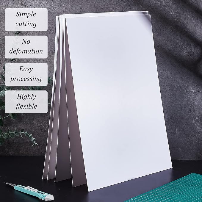 BENECREAT 5 Pcs 1mm PVC Foam Sheet White Plastic Sheet 11.8x15.7 Inch