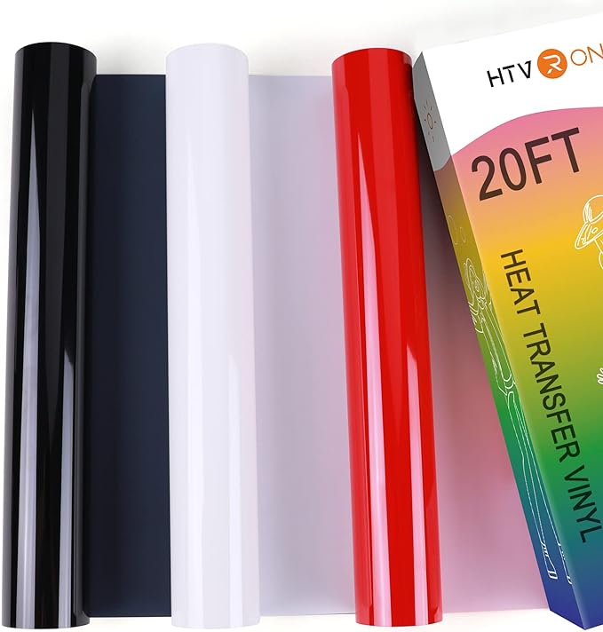 HTVRONT Heat Transfer Vinyl Red Black and White HTV Rolls, Heat Transfer Vinyl