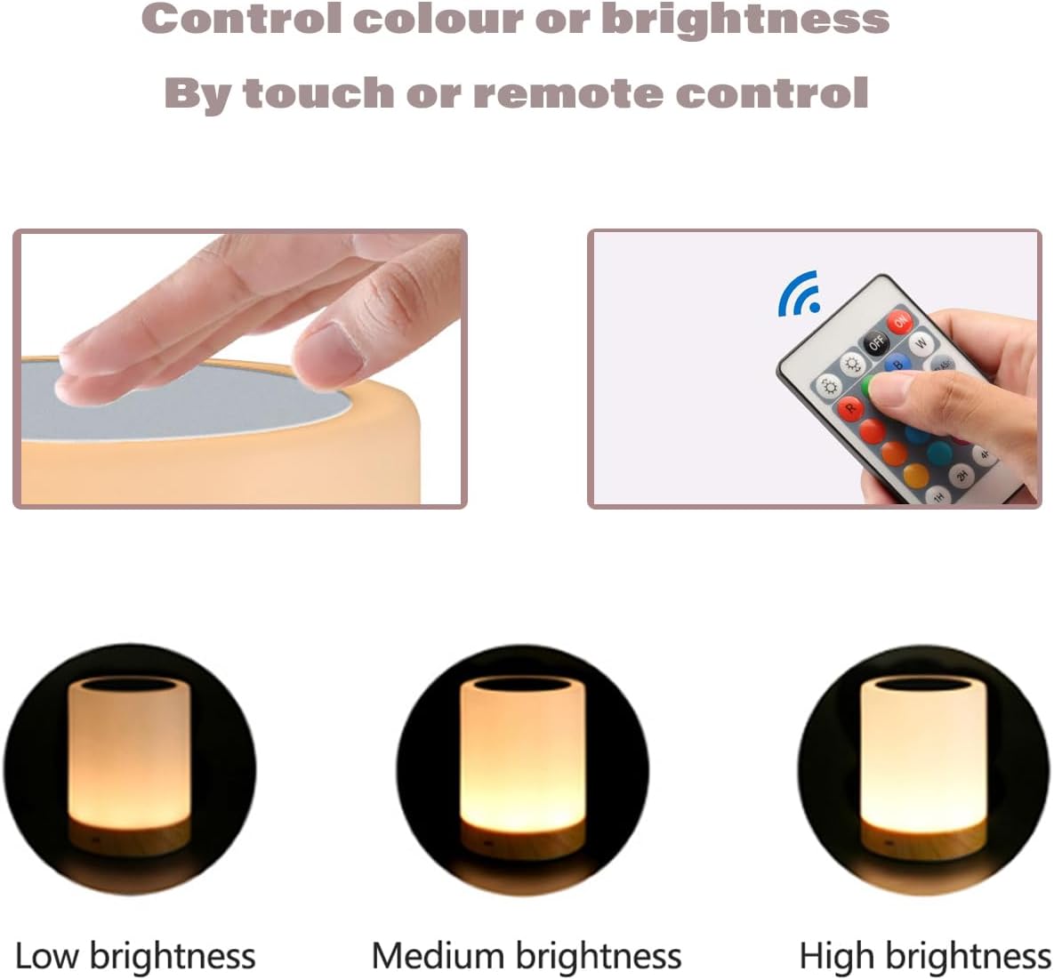 Night Light, Dimmable Touch Lamp for Baby Nursery, 13 RGB Colors 5 Brightness, Portable Rechargeable Bedside Table Lamp for Nightstand, Night Lamp for Kids Office Bedroom Living Room Camping