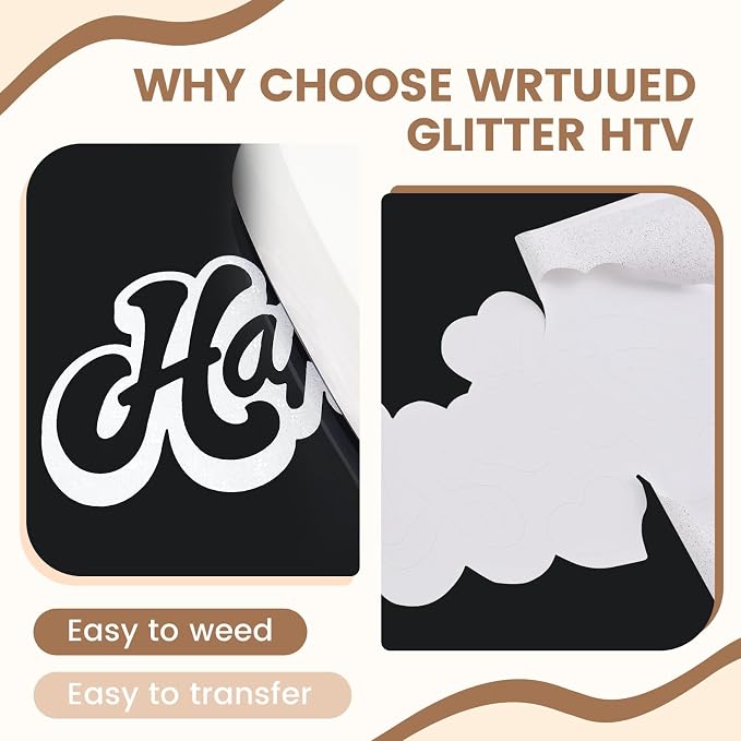 White Glitter HTV Heat Transfer Vinyl