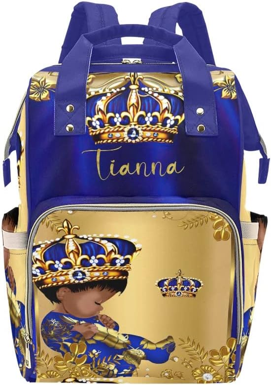Gold Blue Cute Baby Boy Diaper Bags with Name Waterproof Mummy Backpack Nappy Nursing Baby Bags Gifts Tote Bag for Women