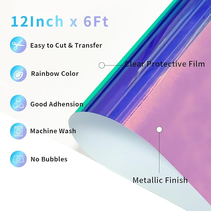Holographic HTV Heat Transfer Vinyl, Iron on Transfers